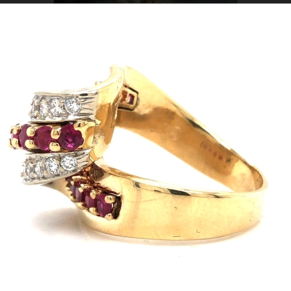 14K Ruby & Diamond Ribbon Ring - Picture 4 of 6
